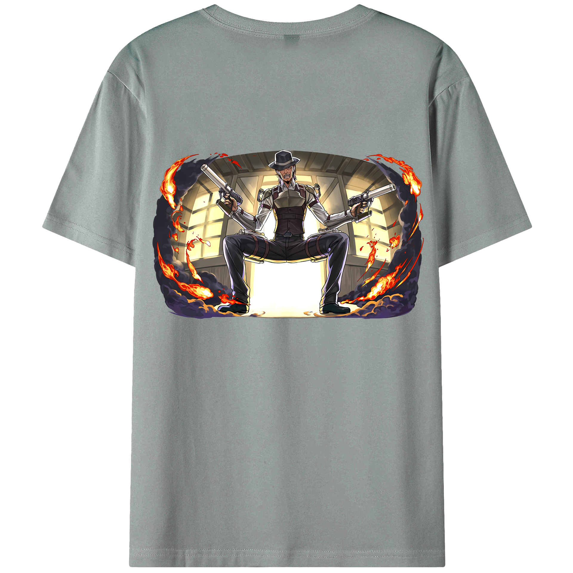 （画像用） 進撃の巨人 ケニー·アッカーマン Attack on Titan Kenny Ackerman 綿100％ メンズ半袖Tシャツ（バックプリント） 通気性